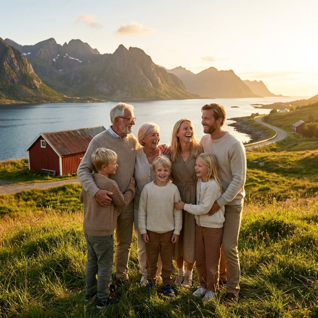 Multi-generational family exploring their ancestry and heritage